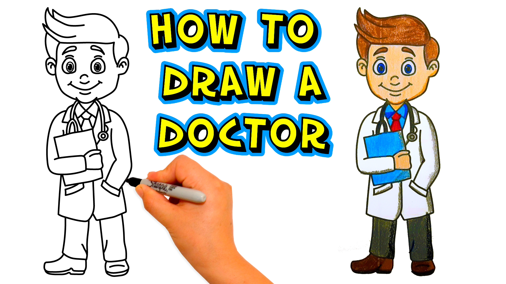 Cómo dibujar y colorear a un doctor - HamDeGO Kids
